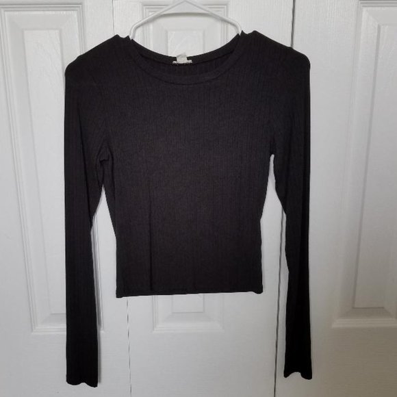 Garage Tops - Black Long Sleeve Crop Top from Garage- Size Small